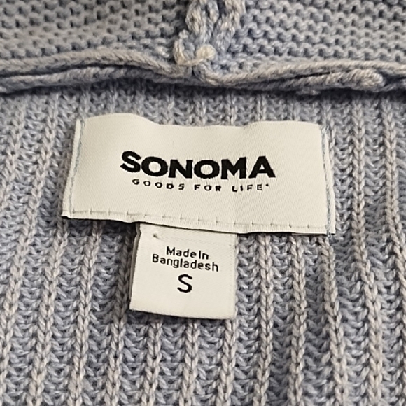 Lightweight Transitional Layering Boxy Sweater Natural Cotton Blend Wood Buttons - Picture 9 of 11